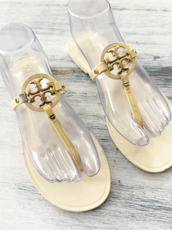 Tory Burch Shoes - Tory Burch Mini Jelly Miller Ivory Thong Sandals with Gold Logo size 7